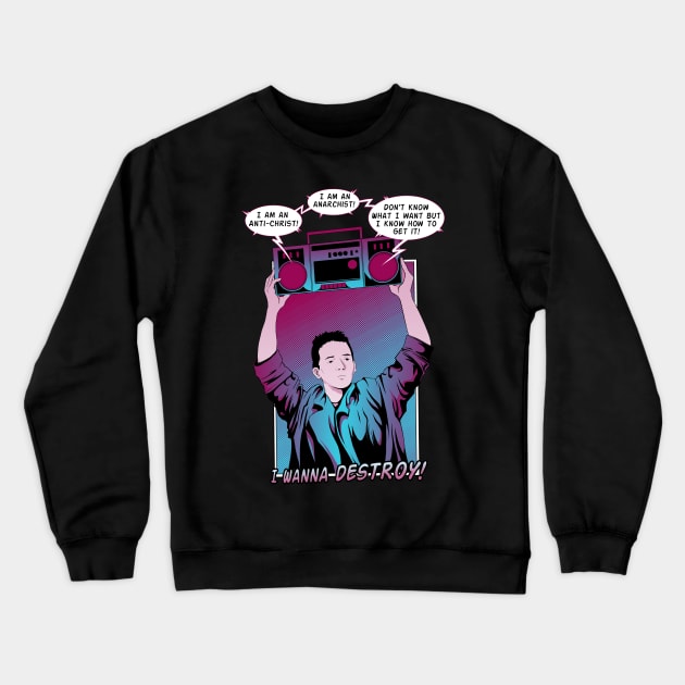 Say Anarchy Crewneck Sweatshirt by blackdrawsstuff